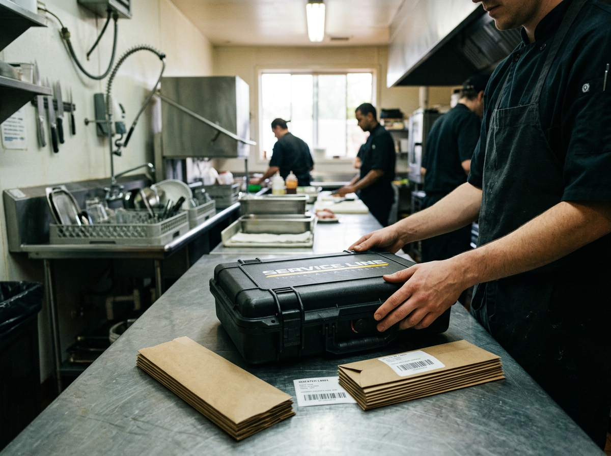 Service Line transport case prepared for a restaurant pickup